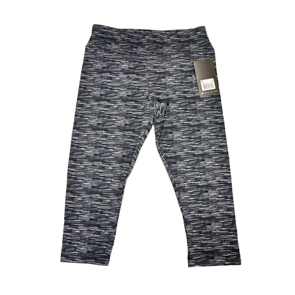 NWT Bally Total Fitness Black Grey Capri Leggings Women Sz. M